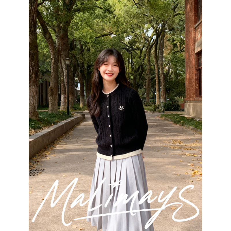 MALIMAYS - Double Cardigan คาร์ดิแกนไหมพรมขอบทูโทน [พร้อมส่ง] - รูปที่ 4