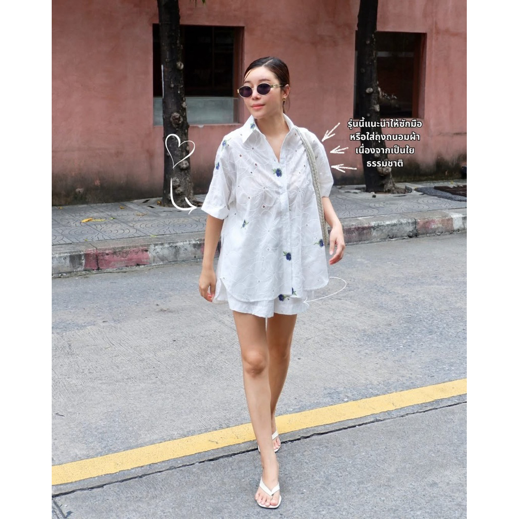 ส่งฟรี! เซ็ตเสื้อ+กางเกงขาสั้น ผ้าลูกไม้ แบรนด์ Choepan Clothing store