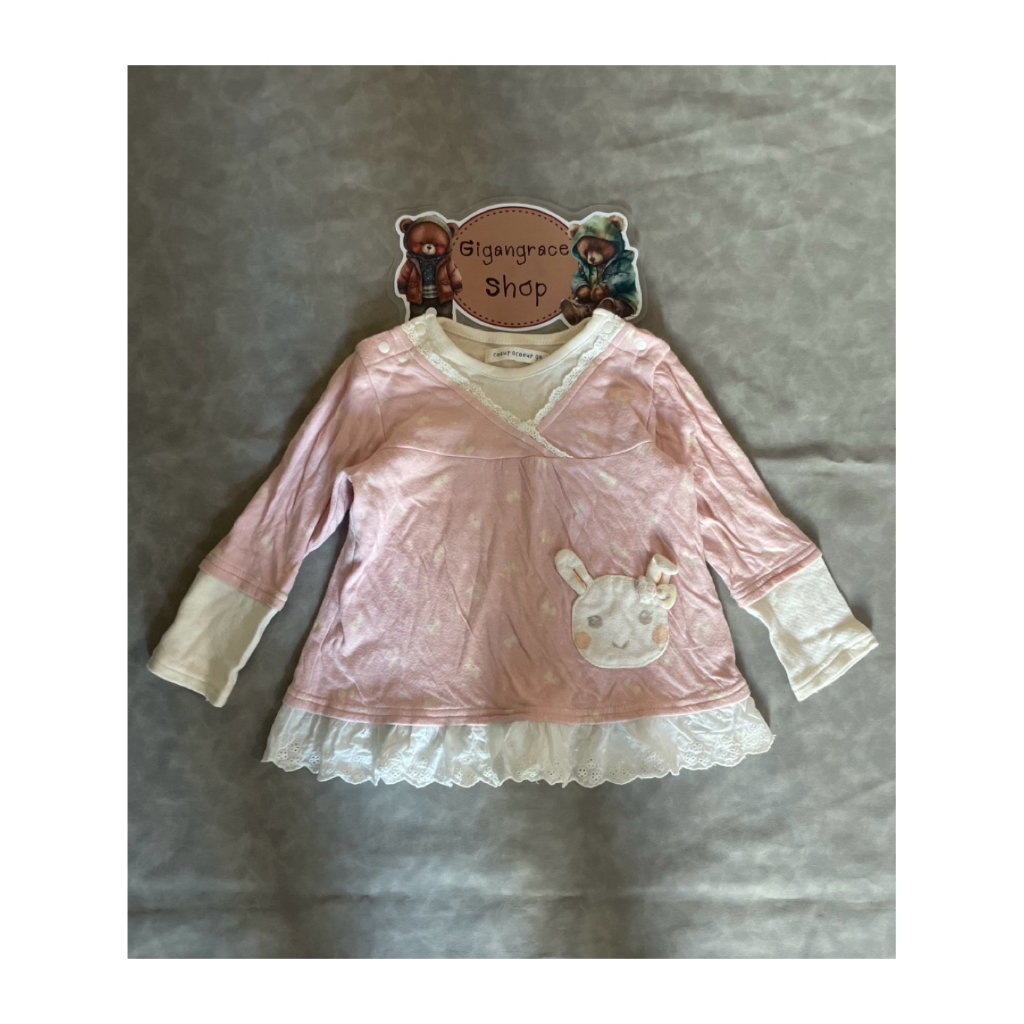 👚เสื้อสเวตเตอร์ เสื้อแขนยาวคอกลมของเด็กมือสอง (สีชมพู) Size 95 แบรนด์ Coeur a Coeur ของแท้ ✨💯% สภาพ 