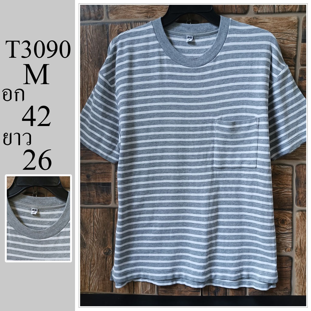 เสื้อยืด แบรนด์แท้UNI  มือสอง ไซส์ M อก 42 ยาว 26 รหัส T3090