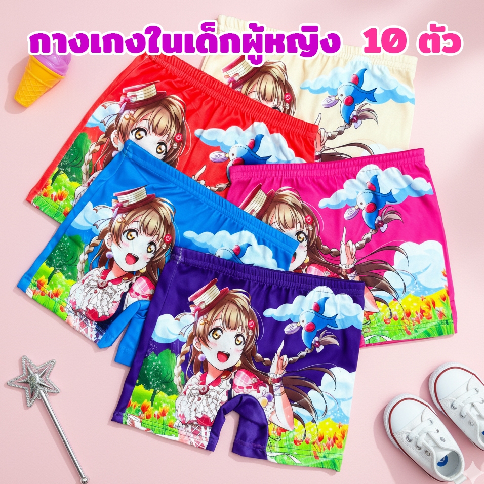 10ตัว กางเกงในเด็กผู้หญิง ลายการ์ตูน กางเกงในเด็ก เนื้อผ้านุ่ม ขนาด M–2XL