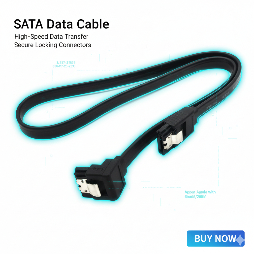 [พร้อมส่ง] สาย SATA 3.0 ความเร็ว 6Gb/s ยาว 40cm (หัวฉาก-หัวตรง) มีกิ๊บล็อคแน่น Data Cable สายแพรสีดำ สำหรับ SSD / HDD