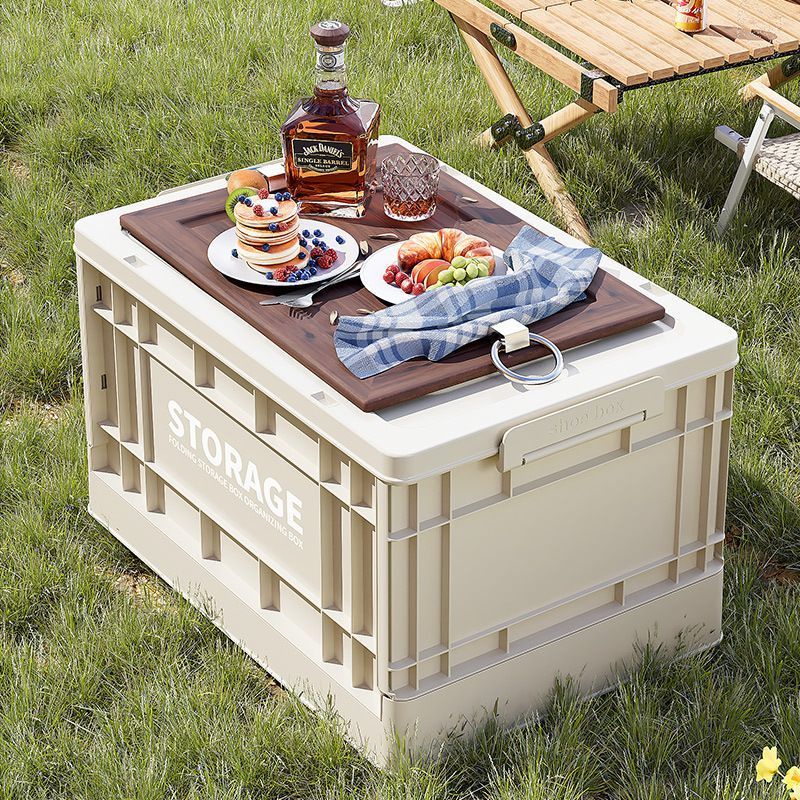 Organixo ลังแคมป์ปิ้ง ล้อเลื่อน 360° พับเก็บได้ สีสวยทน ใช้ในบ้านและนอกบ้าน 61×42×34cm