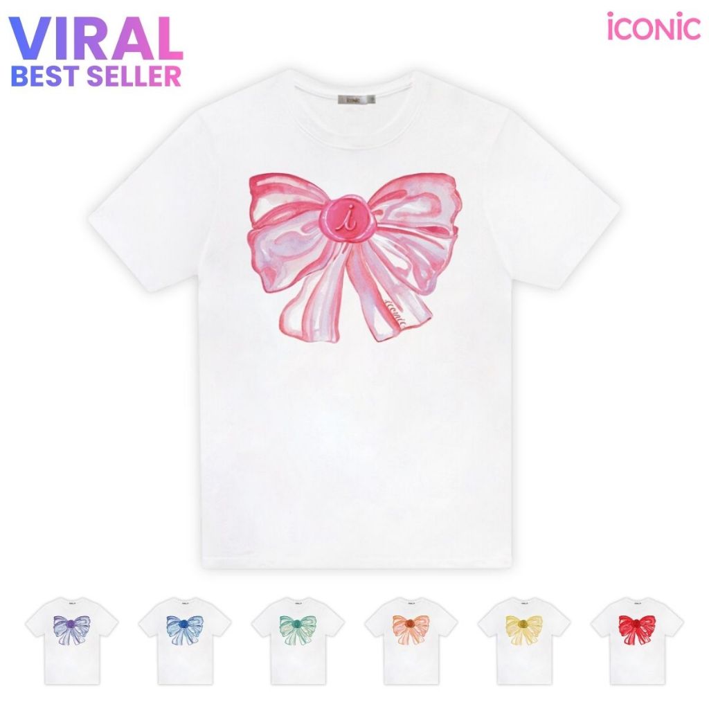iCONiC BIG BOW PRINTS T-SHIRT #6858 เสื้อยืด พิมพ์ลาย โบว์ใหญ่