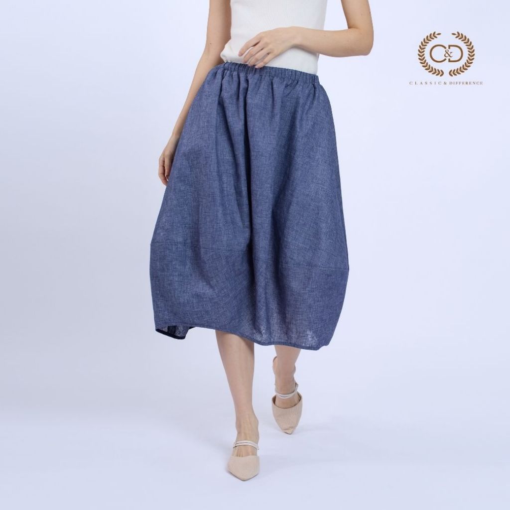 C&D Skirt Linen Fusion กระโปรง กระโปรงบอลลูน สีกรม C9ZPNV