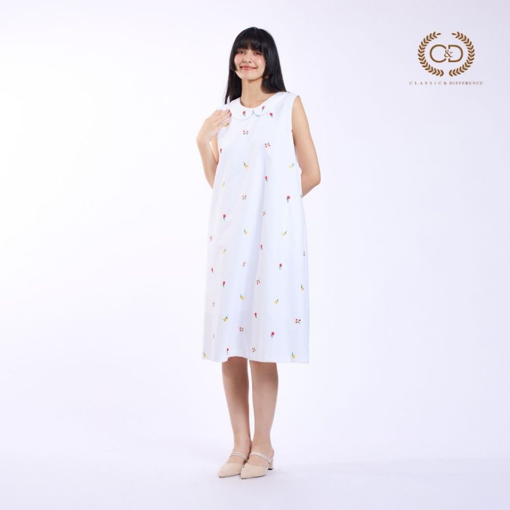 C&D White Komohana Dress Short sleeve White เดรส ไวท์ รูปที่ 5