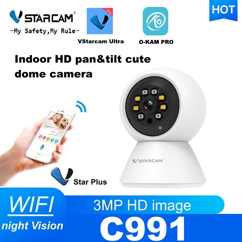 Vstarcam C991 กล้องวงจรปิดไร้สาย ความละเอียด 3 ล้านพิกเซล (1296P) Indoor มีระบบ AI+ คนตรวจจับสัญญาณเตือน