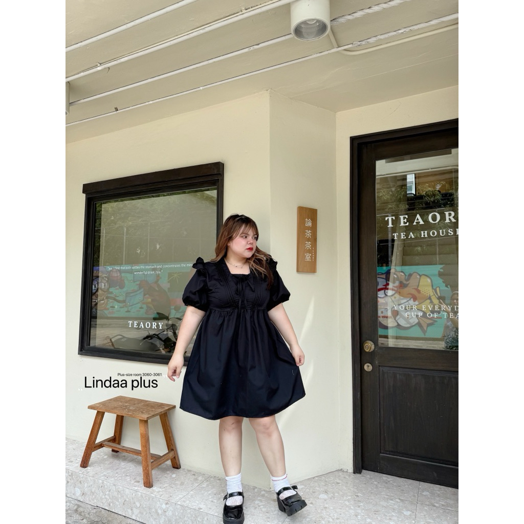 (ถูกสุด/มีส่งด่วน!⚡️) A176(LD) เดรสแขนตุ๊กตาสุดน่ารักผ้าคอตตอนเนื้อดี สาวอวบไซส์ใหญ่ - รูปที่ 5