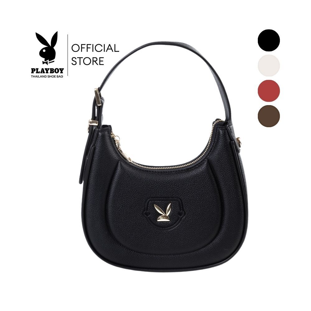Playboy รุ่น Lily Bag กระเป๋าสะพายข้างผู้หญิงรหัส ST-BS253PB135 ดีไซน์ทรงพอชสีเรียบปั้มนูนโลโก้ มี 4 สี