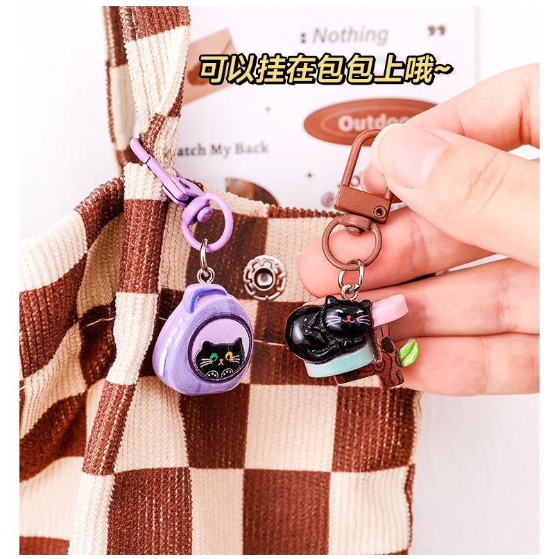 พวงกุญแจแมวดำสุดน่ารักสำหรับนักเรียน พวงกุญแจ DIY รูปที่ 5