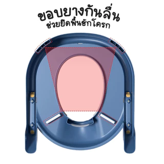 ที่รองชักโครกเด็ก 3 in 1 เบาะนิ่ม PVC มีบันไดปีนขึ้นและพักเท้าได้