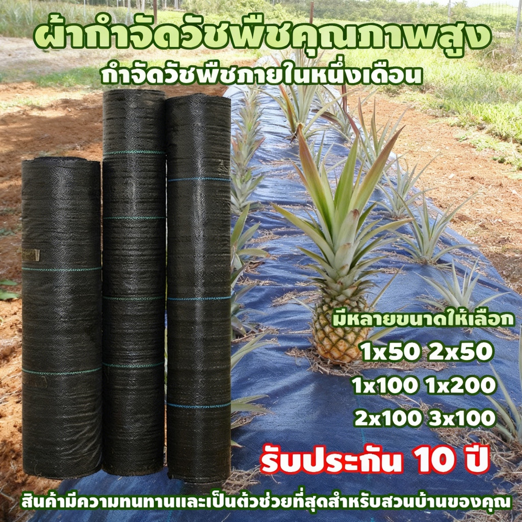 พลาสติกคลุมวัชพืช วัชพืช ผ้าคลุมหญ้า กำจัดหญ้า พลาสติกคลุมดิน ผ้าคลุมวัชพืช ฆ่าหญ้า เห็นผลไวถายใน (หนาขึ้น100g)
