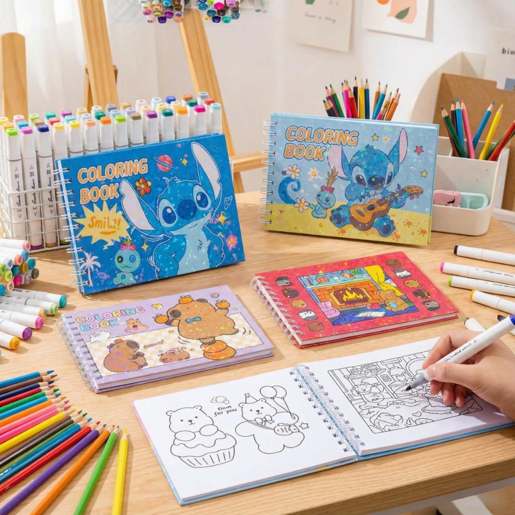 สมุดระบายสีเด็ก ลายคาปิบาร่า Coloring Book เสริมจินตนาการ ศิลปะเด็ก พกพาสะดวก สมุดระบายสีของขวัญเด็กผู้หญิงผู้ชาย น่ารัก