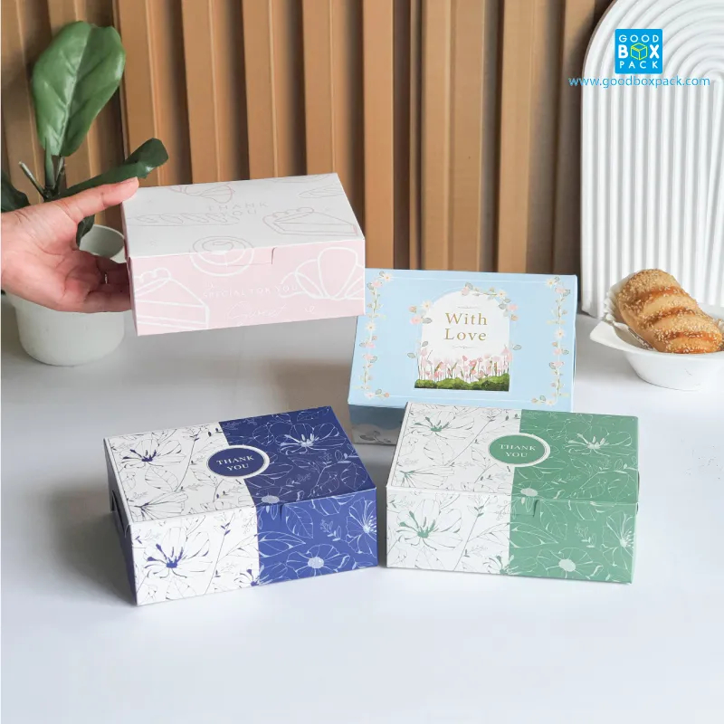 Goodboxpack (แพ็คละ100ใบ) กล่องสแน็ค ผืนผ้า กล่องจัดเบรค ขนาด 12x16x6 ซม.