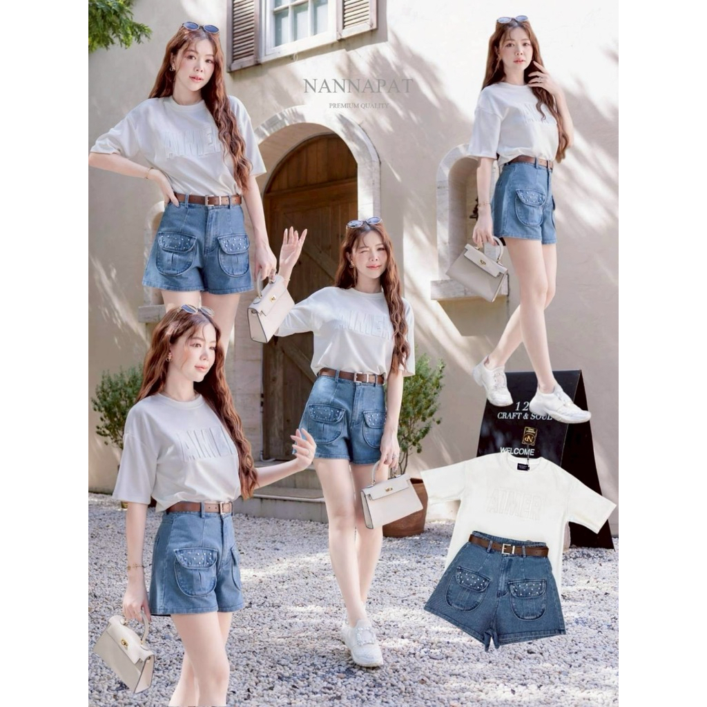 Nannapat (ทักเช็คของก่อนกดสั่ง): ชุดเซ็ท 3 ชิ้นเรียบง่ายใส่สบายๆ(SML XL)