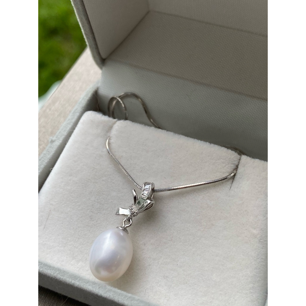 สร้อยคอเงินแท้ พร้อมจี้ไข่มุกแท้ silver92.5% otop phuket มีกล่องและใบรับประกัน