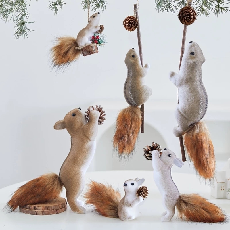 Fake squirrel Christmas tree decoration pendant, Christmas tree จี้ตกแต่งต้นคริสต์มาสน้องกระรอกปลอม 