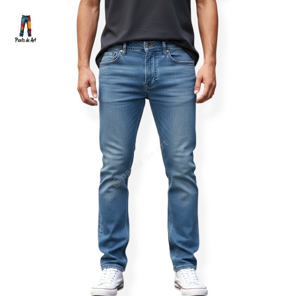 Pants de Art | กางเกงยีนส์ผู้ชายทรงกระบอกเล็ก ผ้ายืด ใส่สบาย ไม่รัดขา – ไซส์ 28-54