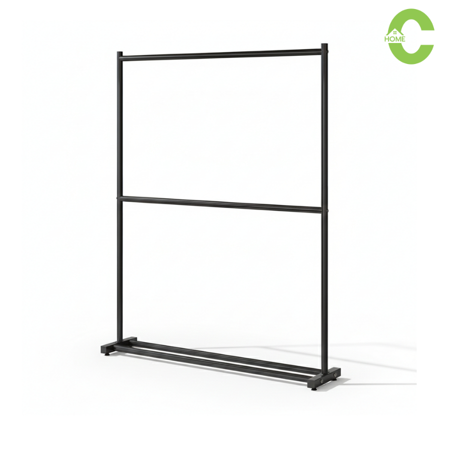 HOMEC ราวเเขวนผ้าเหล็ก ราวแขวนผ้า Clothing Rack แบบบาร์เดี่ยว ประกอบง่าย แข็งแรง รับน้ำหนักได้เยอะ