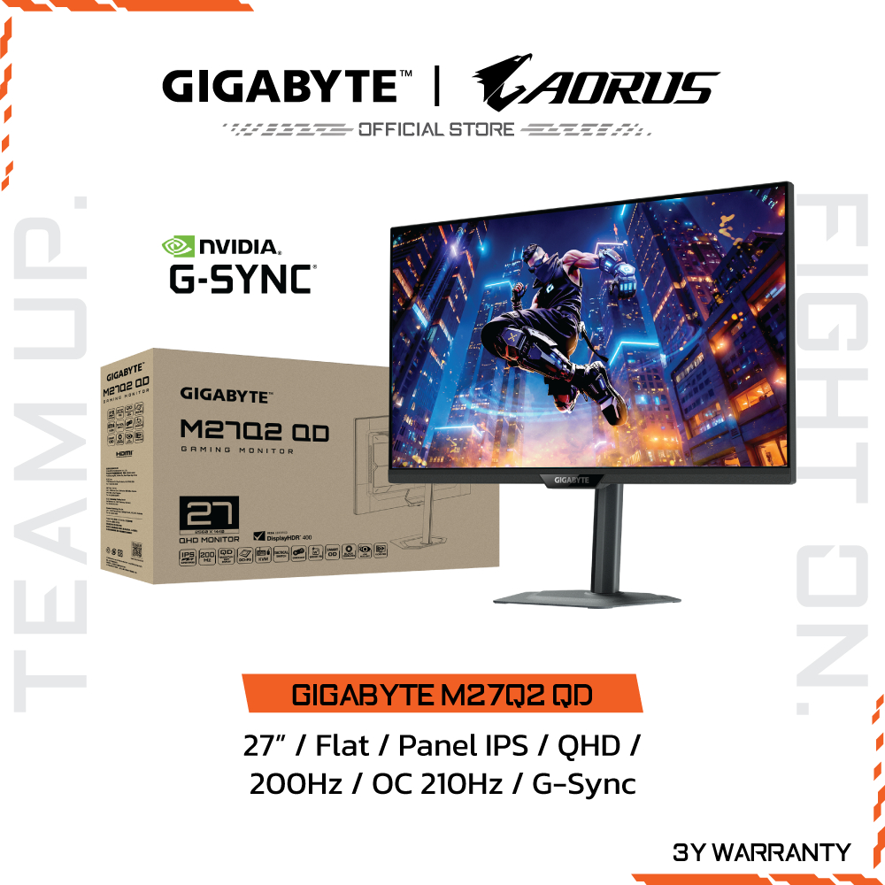 GIGABYTE M27Q2 Gaming Monitor (จอมอนิเตอร์) | 27" QHD | SS-IPS | 1ms | 200Hz / OC 210Hz | G-Sync