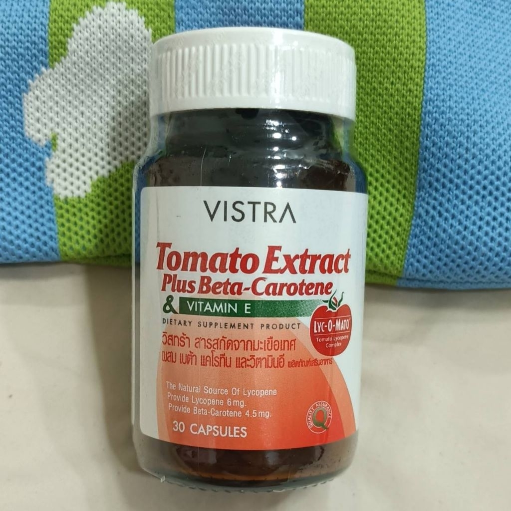 VISTRA Tomato Extract Plus Beta-Carotene and VitaminsE  EXP : 26/09/26  30 แคปซูล มีสารสกัดจากมะเขือ