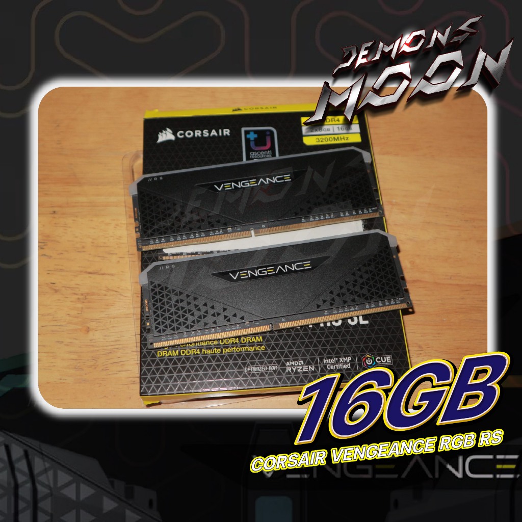 16GB แรม มือสอง (8GBx2) DDR4 3200MHz RAM (หน่วยความจำ) CORSAIR VENGEANCE RGB RS (BLACK) + + ประกัน D