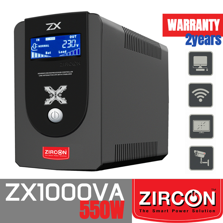 ZIRCON ZX 1000VA/550W เครื่องสำรองไฟ UPS Line interactive with stabilizer
