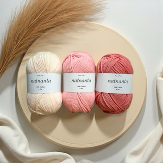 🌈พร้อมส่ง 🪴 natnanta 🌻ไหมพรมน่ารักๆ🌻 cotton 4 ply (50 g)