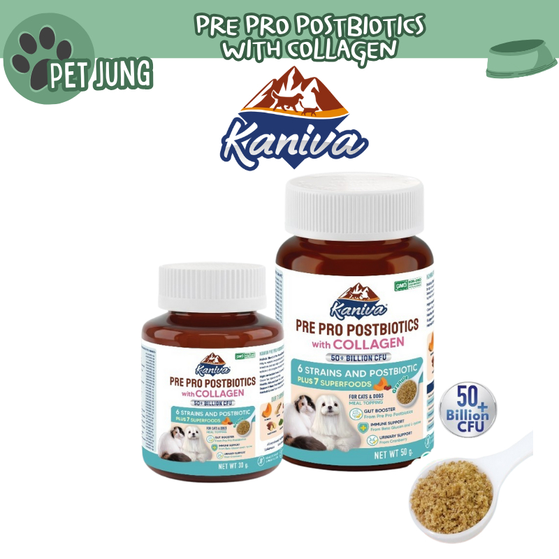 KANIVA PRE PRO POSTBIOTICS with COLLAGEN (3P) อาหารเสริมดูแลลำไส้และเสริมภูมิคุ้มกัน - Granules (แกรนูล) For Dogs & Cats