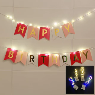 มีสีให้เลือเยอะมากๆ ชุดป้ายวันเกิด Happy Birthdayไฟลวด LEDแถมถ่านกระดุม รายละเอียดในชุดดูได้จากภาพ (พร้อมส่งจากกรุงเทพ)