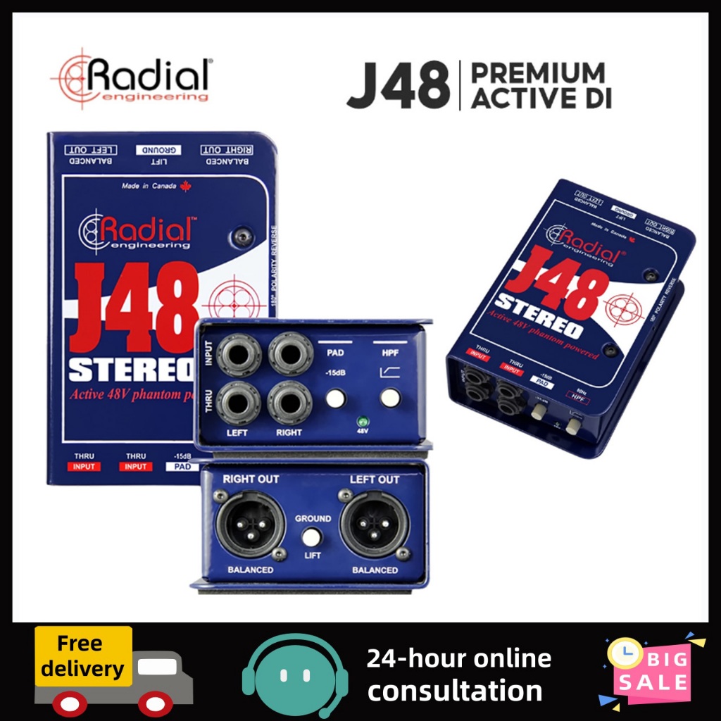 Radial  j48 สเตอริโอ passthrough กล่องสเตอริโอ phantom power active di