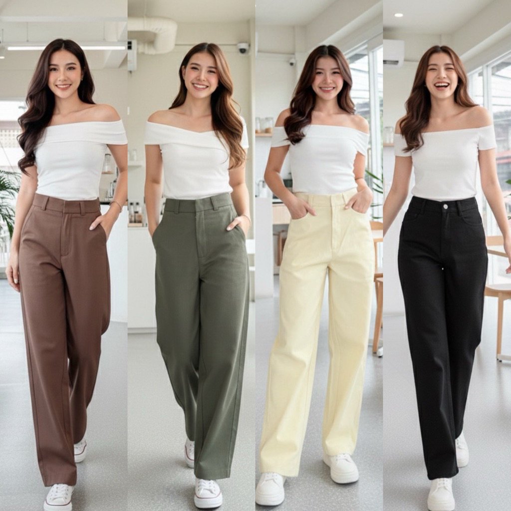 กางเกงขายาว ทรงลุง Cotton pants