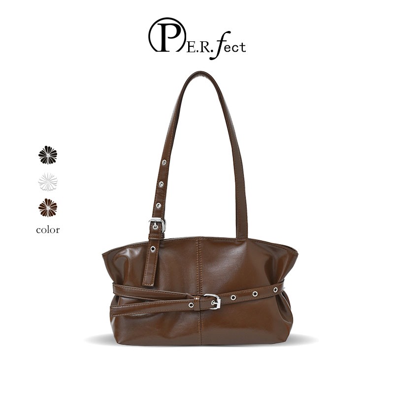 ✨PERFECT✨กระเป๋าโท้ตสตรีวินเทจพรีเมียม กระเป๋าสะพายรักแร้หนังพียู ซับในรักเกาหลี แถมฟรี! จี้ห้อยสวยๆ