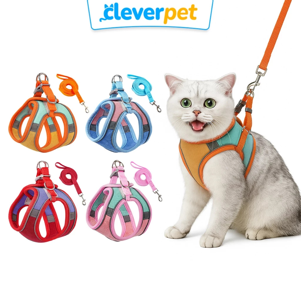 [ส่งฟรี🇹🇭] CleverPet เสื้อรัดอกแมว ฟรีสายจูง สายรัดอกหมา สายรัดอกแมว Suede Cat Harness