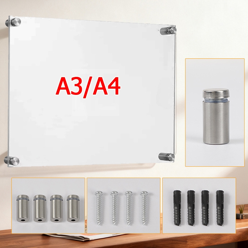 ป้ายอะคริลิค กรอบรูปอะคริลิค กรอบรูปอะคริลิคใสมีหมุดลอย ติดผนัง ป้ายรูปอะคริลิค ใช้สองทาง A3/A4 - รูปที่ 3