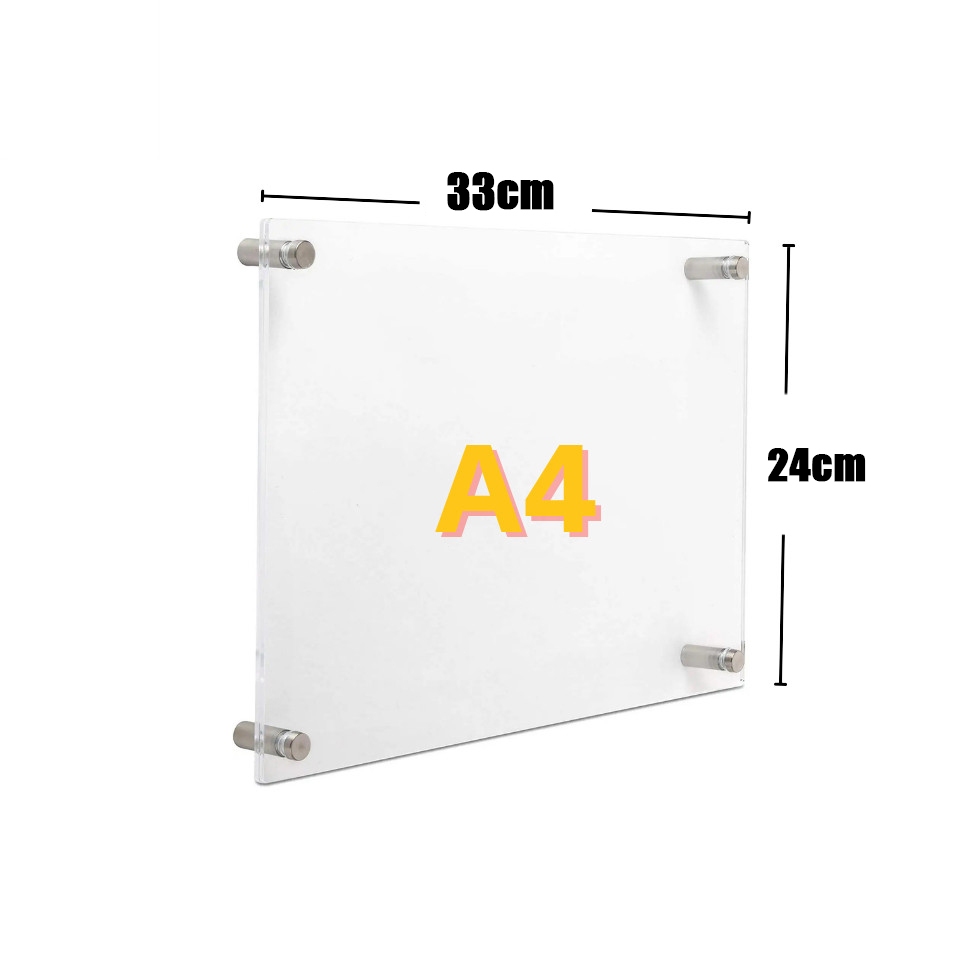 ป้ายอะคริลิค กรอบรูปอะคริลิค กรอบรูปอะคริลิคใสมีหมุดลอย ติดผนัง ป้ายรูปอะคริลิค ใช้สองทาง A3/A4 - รูปที่ 6