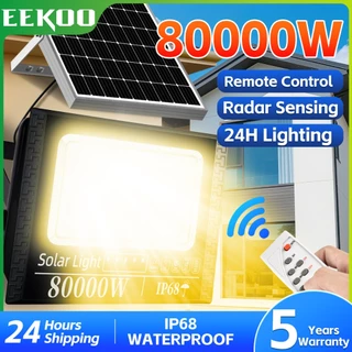EEKOO【ซื้อ1แถม1】ไฟโซล่าเซลล์ 80000W โซล่าเซลล์ ไฟสปอร์ตไลท์ warm light ไฟโซล่าเซลล์สว่างทั้งคืน