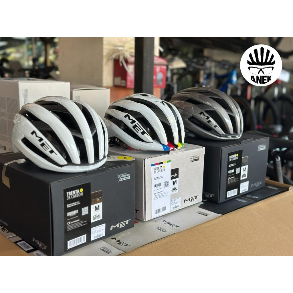 ใหม่🔥หมวกจักรยาน MET Road Bike Helmet Trenta 3K Carbon หมวกตัวท็อป โครงสร้างคาร์บอน น้ำหนักเบา ระบบ 