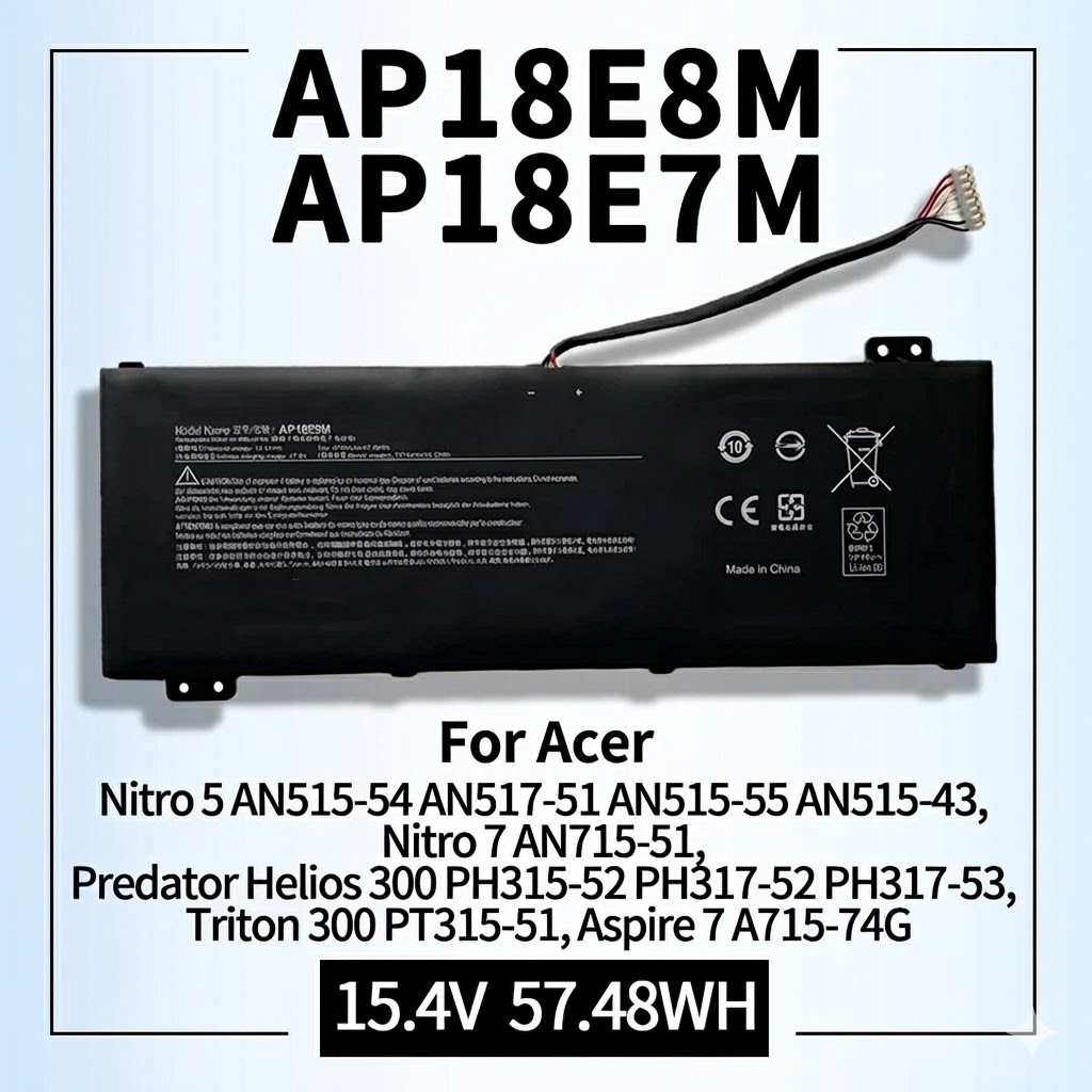 แบต Acer ใหม่ AP18E7M และ AP18E8M (Nitro 5 AN515-54 Nitro 7 AN715-51 Predator Helios 300 PH315-52 As