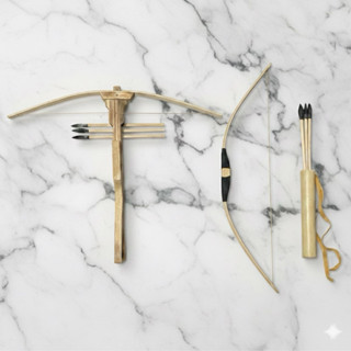 ธนูและหน้าไม้ ของเล่นเด็กจำลอง ทำจากไม้ไผ่ ลูกศรหัวยางปลอดภั…