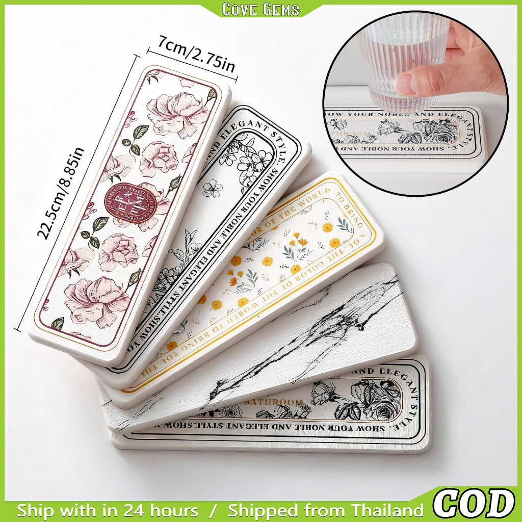 แผ่นดูดซับโคลนไดอะตอม (คาว์ซิอิน) – แแห้งเร็ว ป้องกันลื่น สไตล์แฟชันโค้งย้อนยุค สำหรับห้องน้ำ อ่างล้างหน้า เคาน์เตอร์