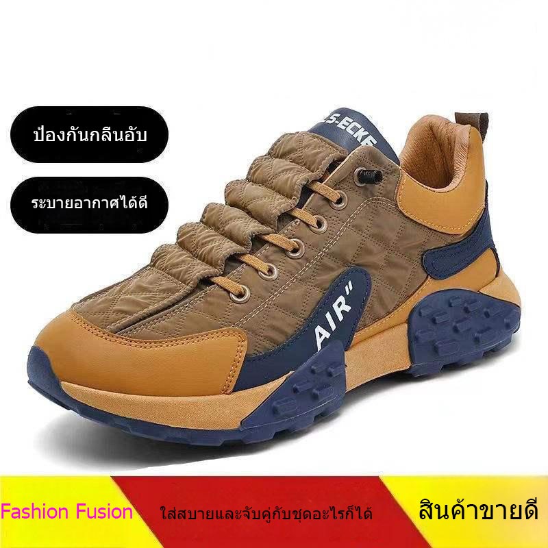 รองเท้าผ้าใบผู้ชายสปอร์ต พื้นหนา ระบายอากาศ กันลื่น ทนต่อการสึกหรอ ทันสมัยเท่ห์ ใส่สบาย ไซส์ใหญ่ เหมาะเดินป่ากลางแจ้ง