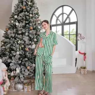 Muslin Pajamas Silk Satin รุ่น Fishy Feline (N5169 T5169) | ชุดนอนแม่ลูก