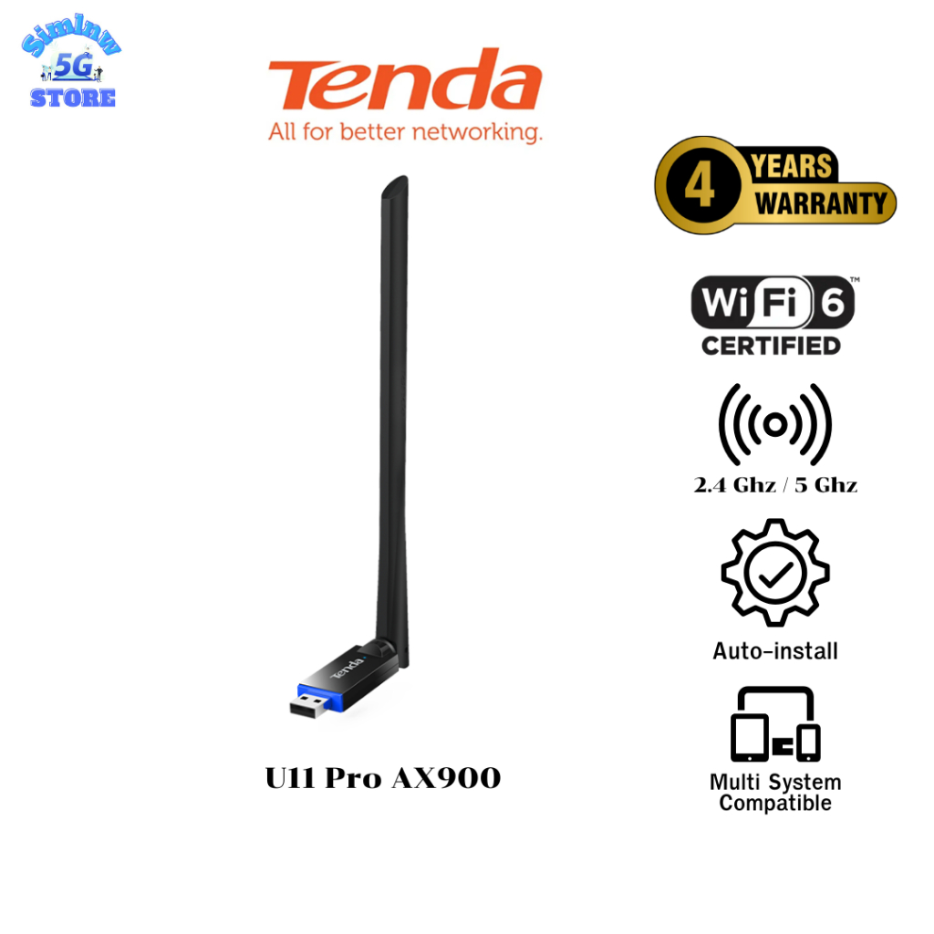 (มีส่งด่วน) ตัวรับสัญญาณ Tenda U11 Pro USB Wi-Fi 5G Adapter AX900 Wi-Fi Dual Band