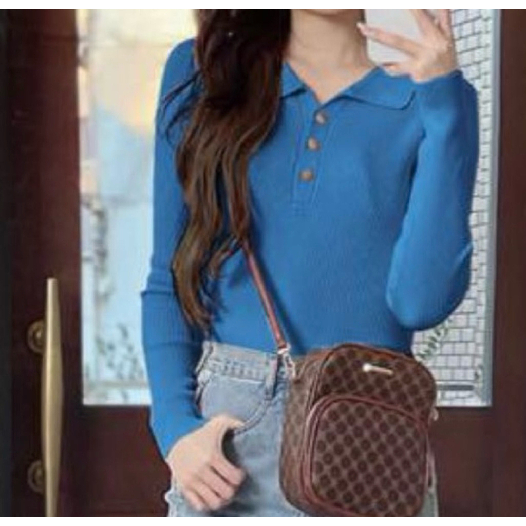 เสื้อไหมพรมบางสีเขียวมือสองGRL