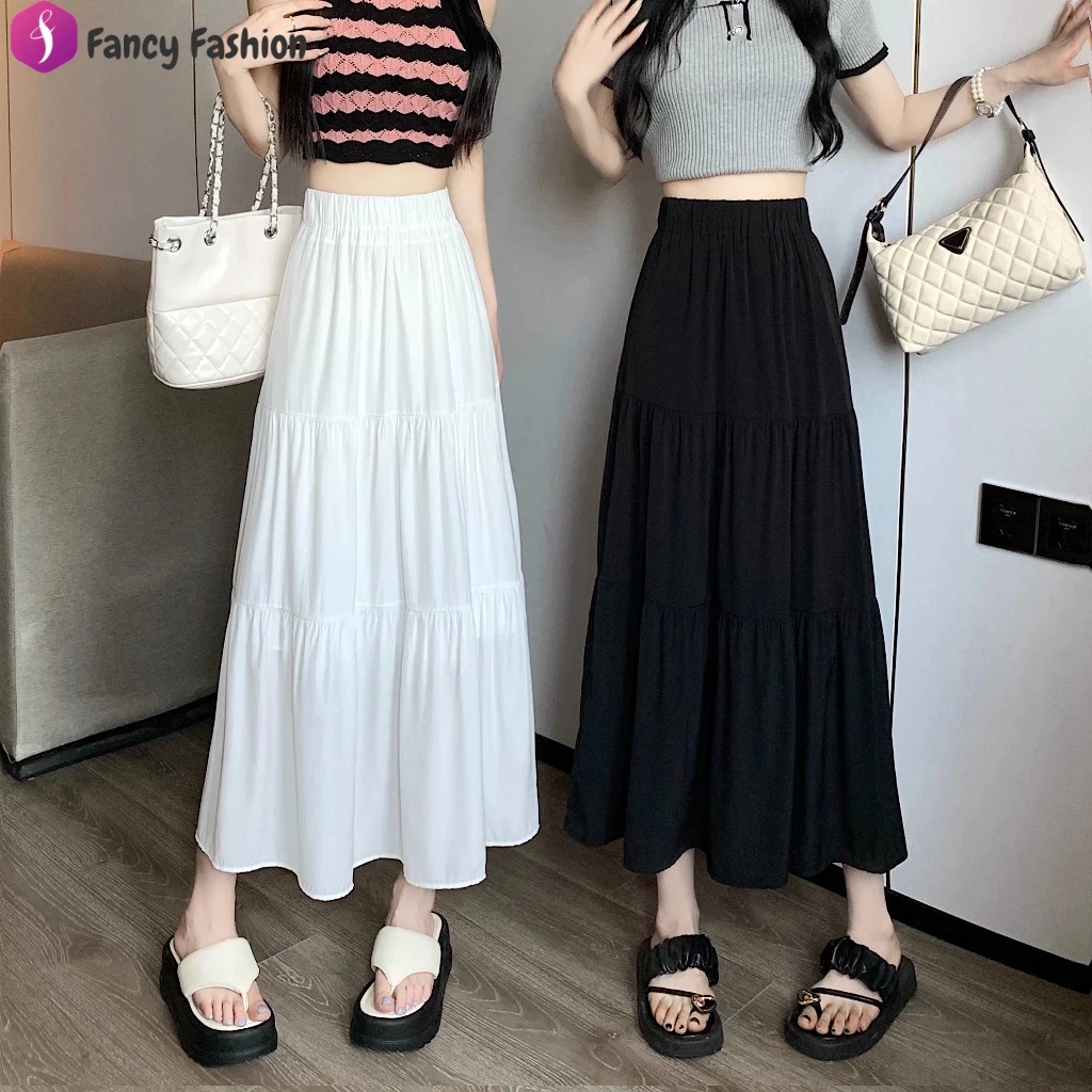 Fancy Fashion กระโปรงยาว กระโปรงชั้น เอวยางยืด ระบาย3ชั้น เนื้อผ้าอย่างดี