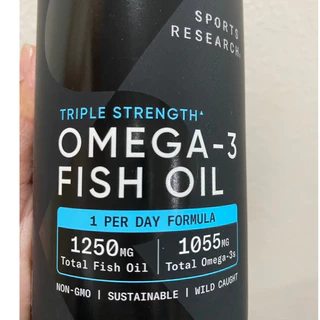 นำเข้าอเมริกา Sports Research Triple Strength Omega-3 Fish Oil, 150 Fish Softgels