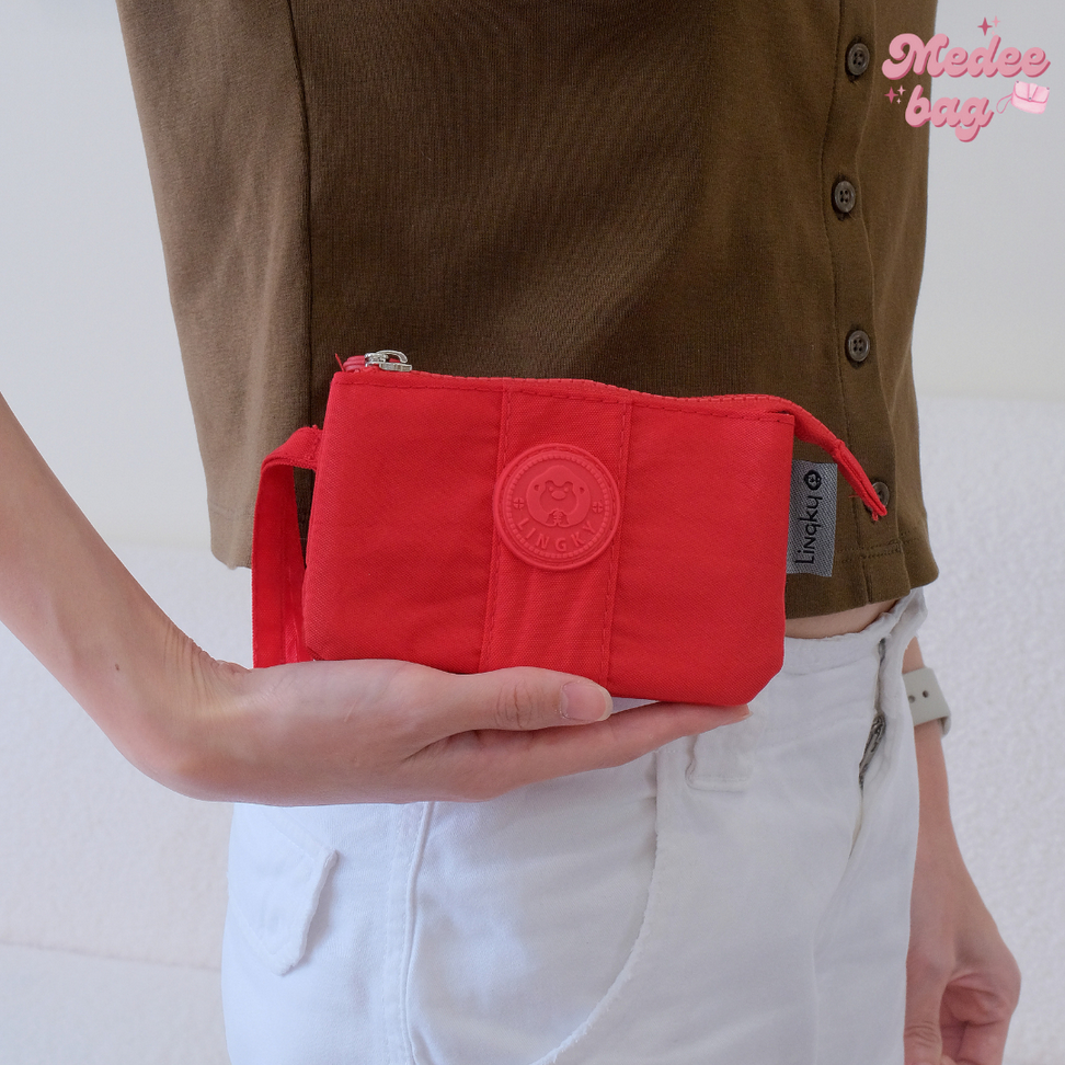 Lingky กระเป๋าคล้องมือสายเย็บตัด ผ้าร่ม ขนาด 5.5 นิ้ว 1 ช่องซิปหลัก ภายในแบ่ง 3 ช่อง | รุ่น LK2021