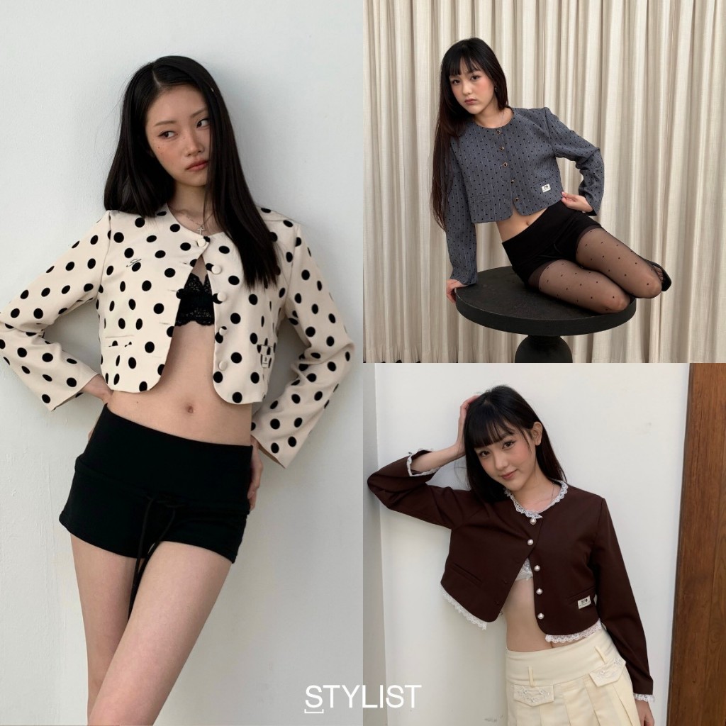 [ ใช้โค้ดลด 30% ได้ ] STYLIST  – Blyka Blazers/Jacket 001 เสื้อเบลเซอร์เเขนยาว ทรงครอป