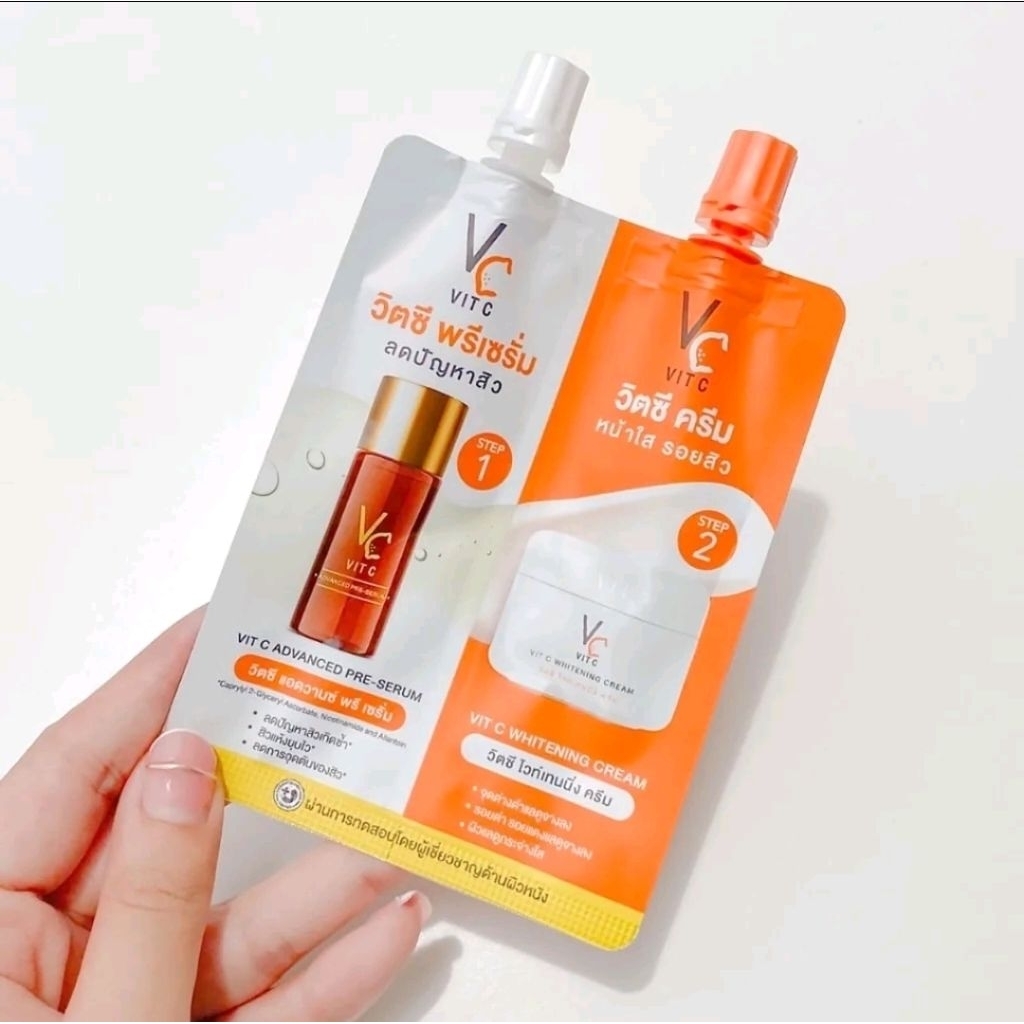 VC แบบซองน้องฉัตร ซอง VIT C เซรั่ม +ครีมน้อง ฉัตร 2in1 วิตซีน้องฉัตร วิตซีเซรั่ม วิตซีครีม